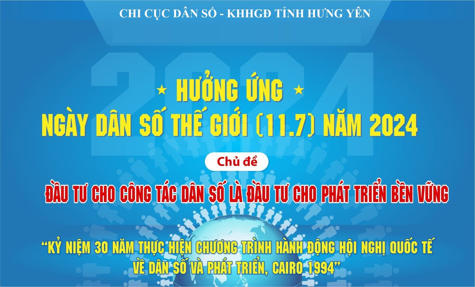 Hưởng ứng ngày Dân số Thế giới năm 2024  “Đầu tư cho công tác dân số là đầu tư cho phát triển bền vững”.